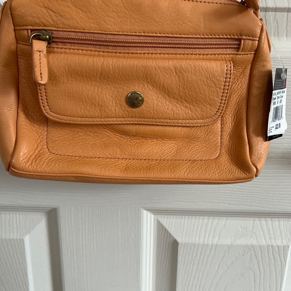Stone Mountain- soft orange pebble leather crossbody